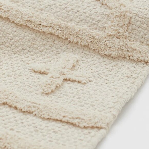 H&M Home Rectangular Tasseled Rug Light Beige 28X55 - Picture 6 of 7